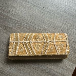 Beaded satin clutch